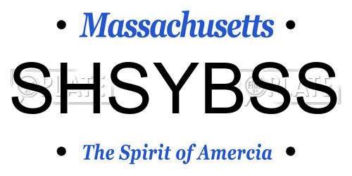 SHSYBSS Massachusetts License Plate