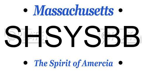 SHSYSBB Massachusetts License Plate