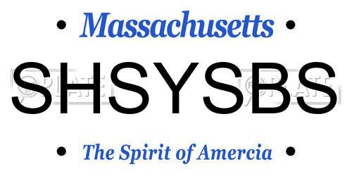 SHSYSBS Massachusetts License Plate