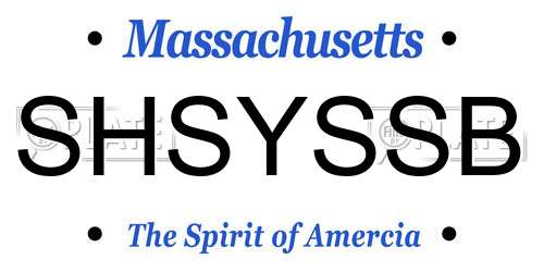 SHSYSSB Massachusetts License Plate