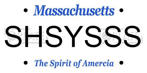SHSYSSS Massachusetts License Plate