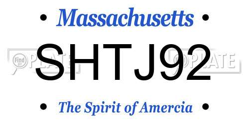 SHTJ92 Massachusetts License Plate
