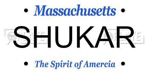 SHUKAR Massachusetts License Plate