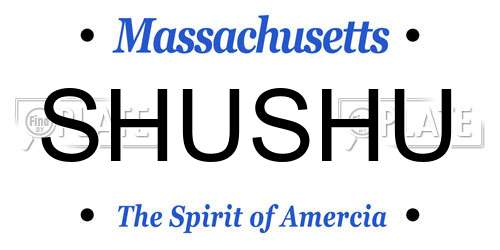 SHUSHU Massachusetts License Plate