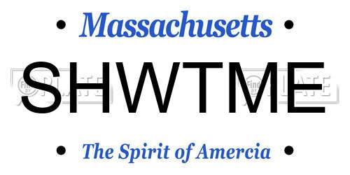 SHWTME Massachusetts License Plate