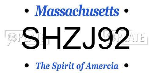 SHZJ92 Massachusetts License Plate