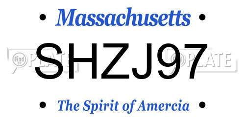 SHZJ97 Massachusetts License Plate