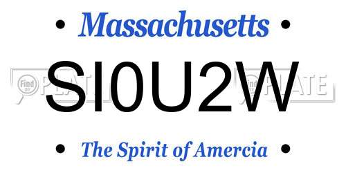 SI0U2W Massachusetts License Plate