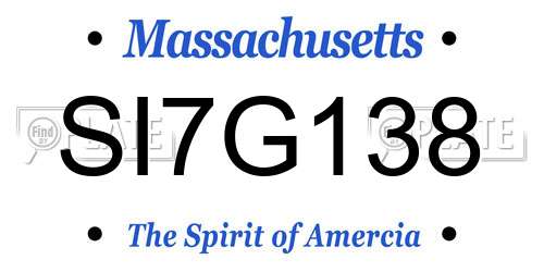 SI7G138 Massachusetts License Plate