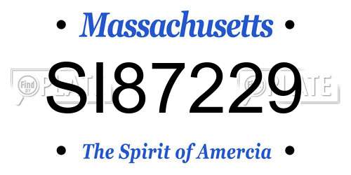SI87229 Massachusetts License Plate