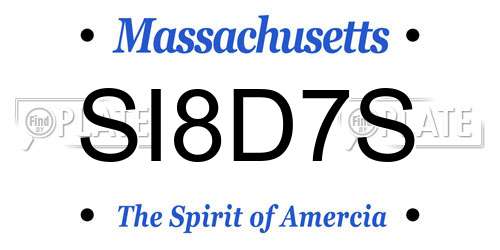 SI8D7S Massachusetts License Plate