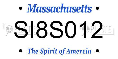 SI8S012 Massachusetts License Plate