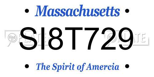 SI8T729 Massachusetts License Plate