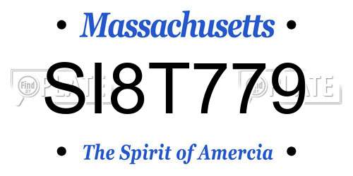 SI8T779 Massachusetts License Plate