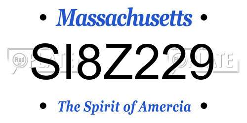 SI8Z229 Massachusetts License Plate