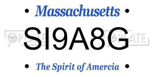 SI9A8G Massachusetts License Plate