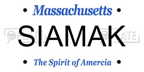 SIAMAK Massachusetts License Plate