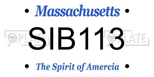 SIB113 Massachusetts License Plate