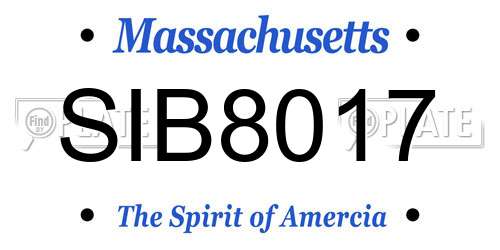 SIB8017 Massachusetts License Plate