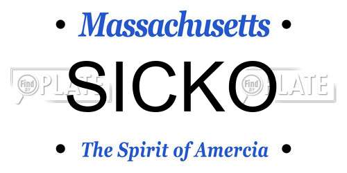 SICKO Massachusetts License Plate