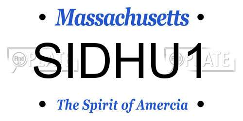 SIDHU1 Massachusetts License Plate