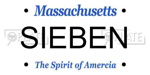 SIEBEN Massachusetts License Plate