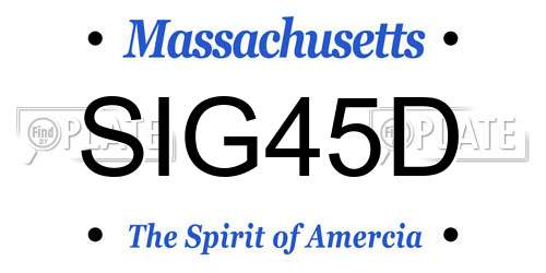 SIG45D Massachusetts License Plate