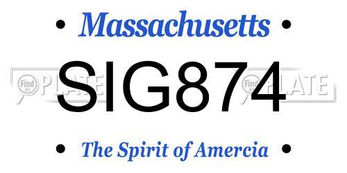 SIG874 Massachusetts License Plate