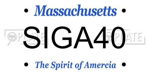 SIGA40 Massachusetts License Plate