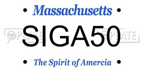 SIGA50 Massachusetts License Plate