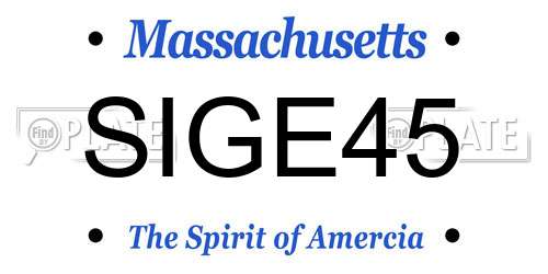 SIGE45 Massachusetts License Plate