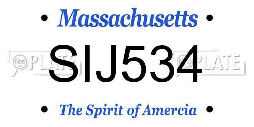 SIJ534 Massachusetts License Plate