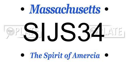 SIJS34 Massachusetts License Plate