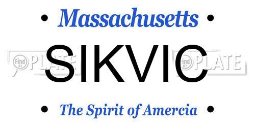 SIKVIC Massachusetts License Plate