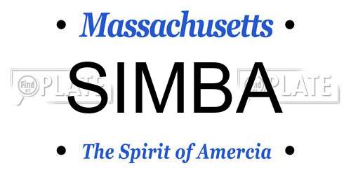 SIMBA Massachusetts License Plate