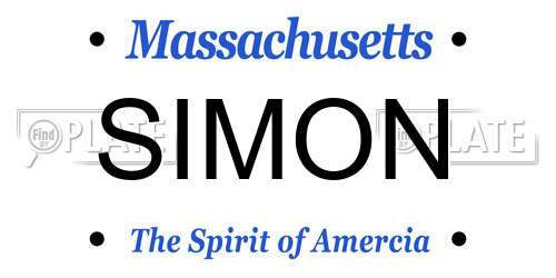 SIMON Massachusetts License Plate