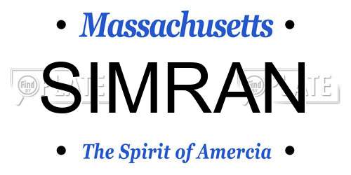 SIMRAN Massachusetts License Plate