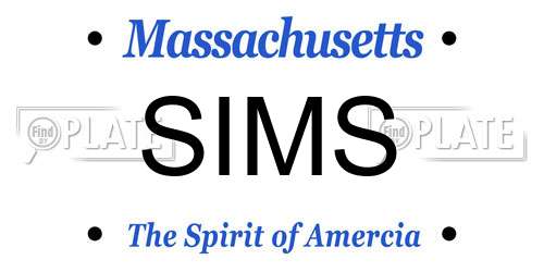 SIMS Massachusetts License Plate