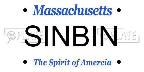 SINBIN Massachusetts License Plate