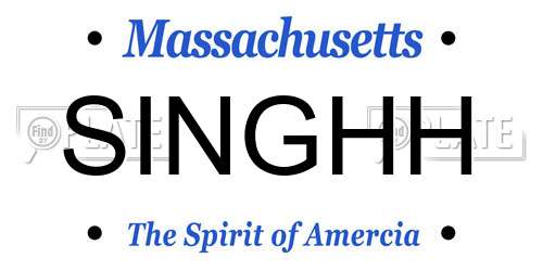SINGHH Massachusetts License Plate