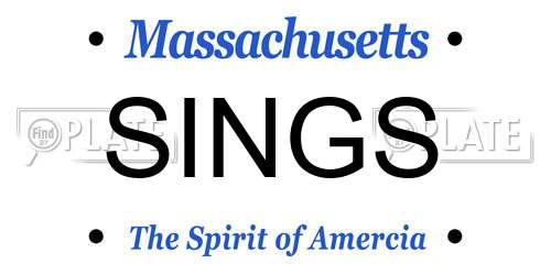SINGS Massachusetts License Plate