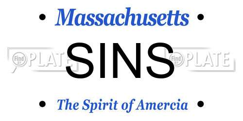 SINS Massachusetts License Plate