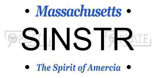 SINSTR Massachusetts License Plate