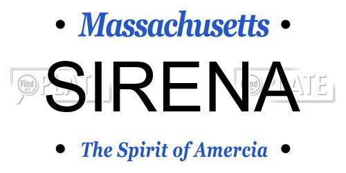 SIRENA Massachusetts License Plate