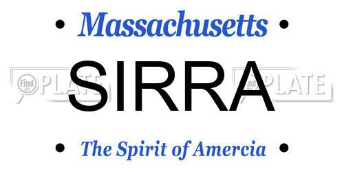 SIRRA Massachusetts License Plate