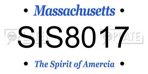 SIS8017 Massachusetts License Plate