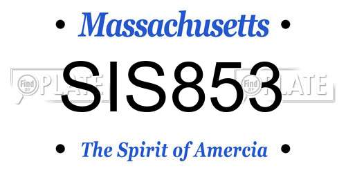 SIS853 Massachusetts License Plate