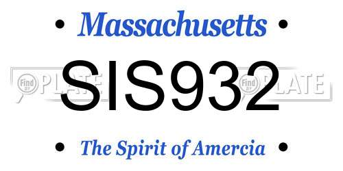 SIS932 Massachusetts License Plate