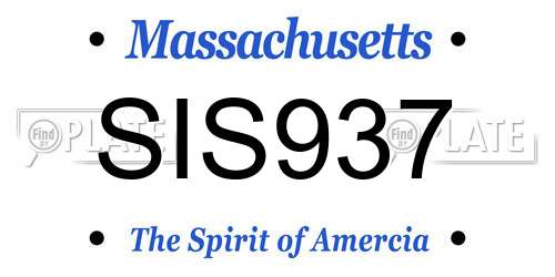 SIS937 Massachusetts License Plate
