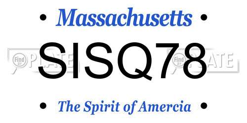SISQ78 Massachusetts License Plate